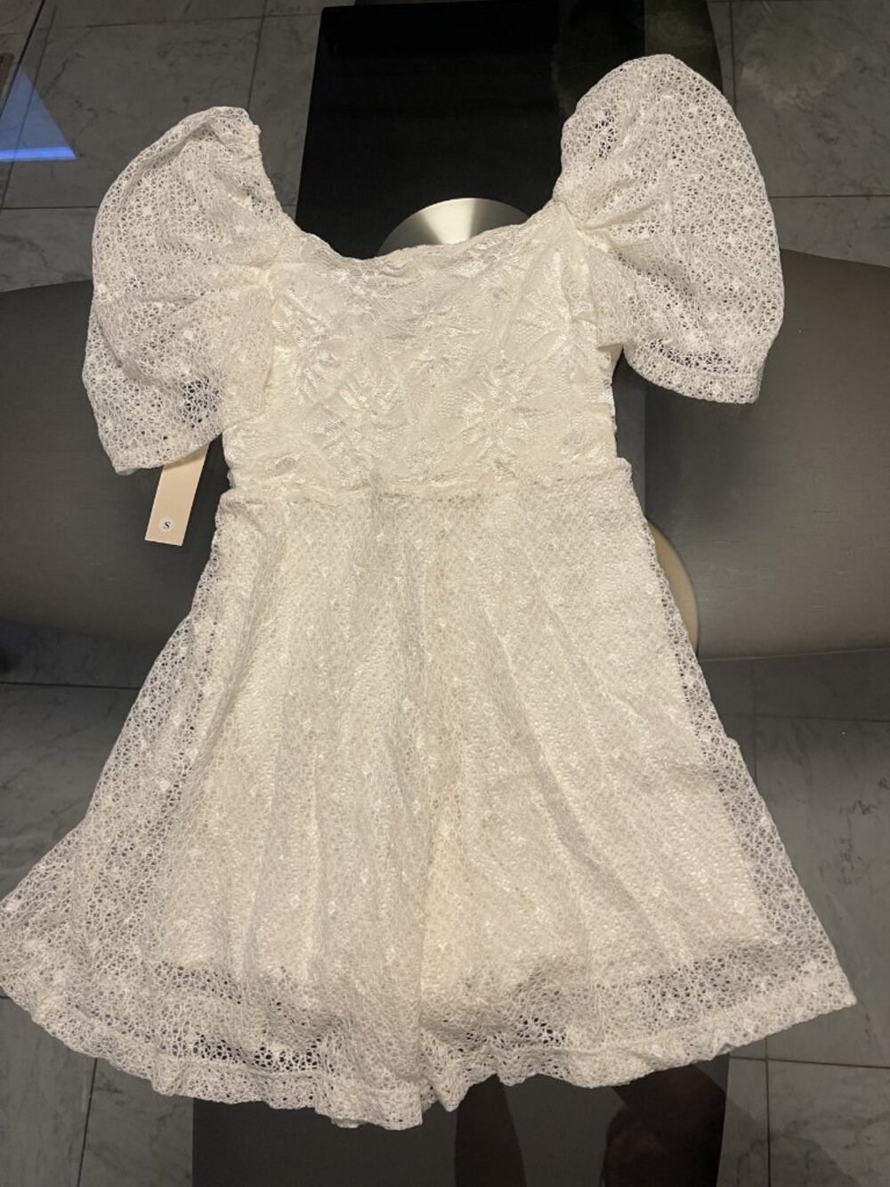 Nightcap Clothing White Lace Puff Sleeve Mini Dress NWT Sz S $189 Retail